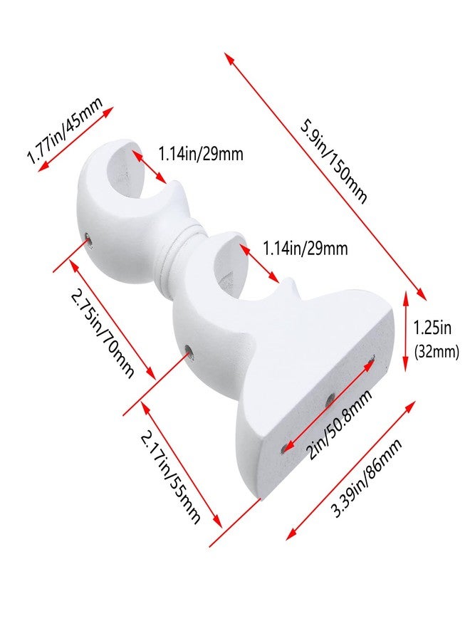 Pastlla 2 Pack Wood Double Curtain Rod Brackets Wooden Curtain Rod Support Hangers Wall Mounted Rod Holder Ceiling Mounted Rod Support Bracket, White - Image 2